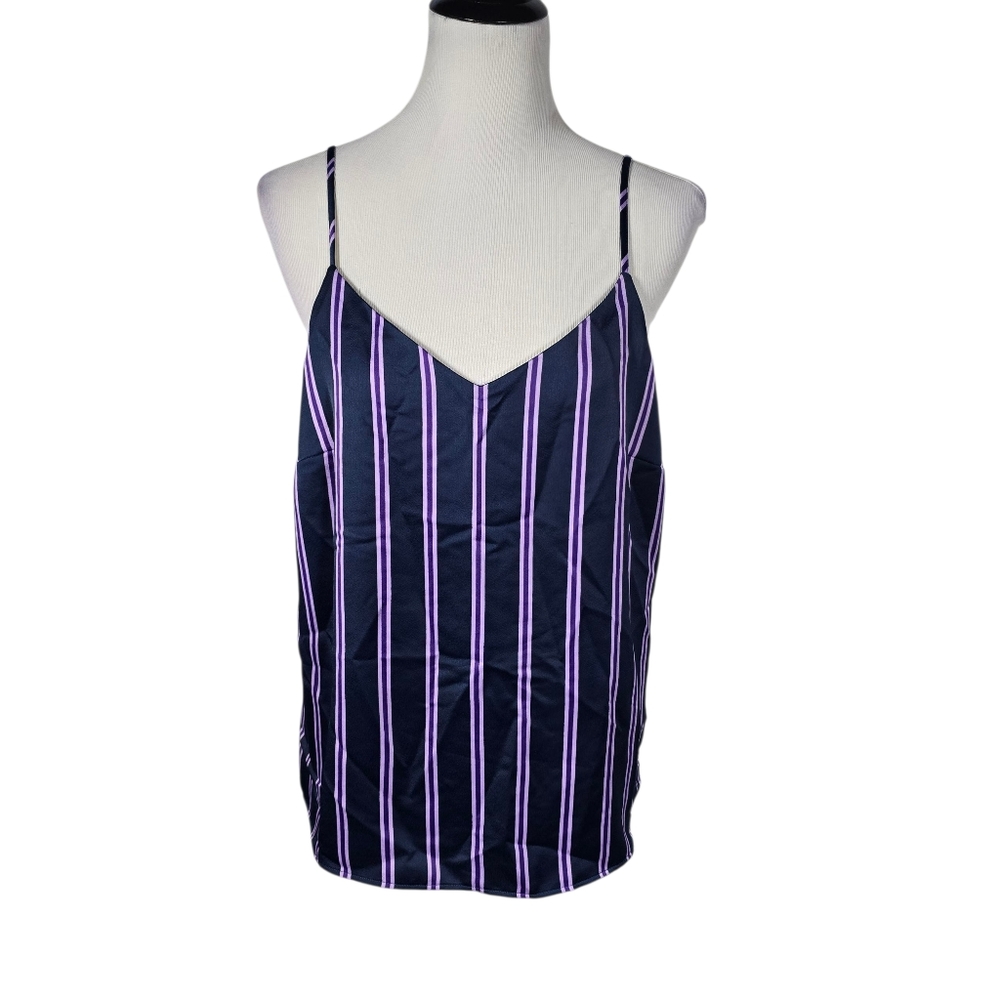 Banana Republic Medium Blue and Purple Striped Camisole with Adjustable Straps